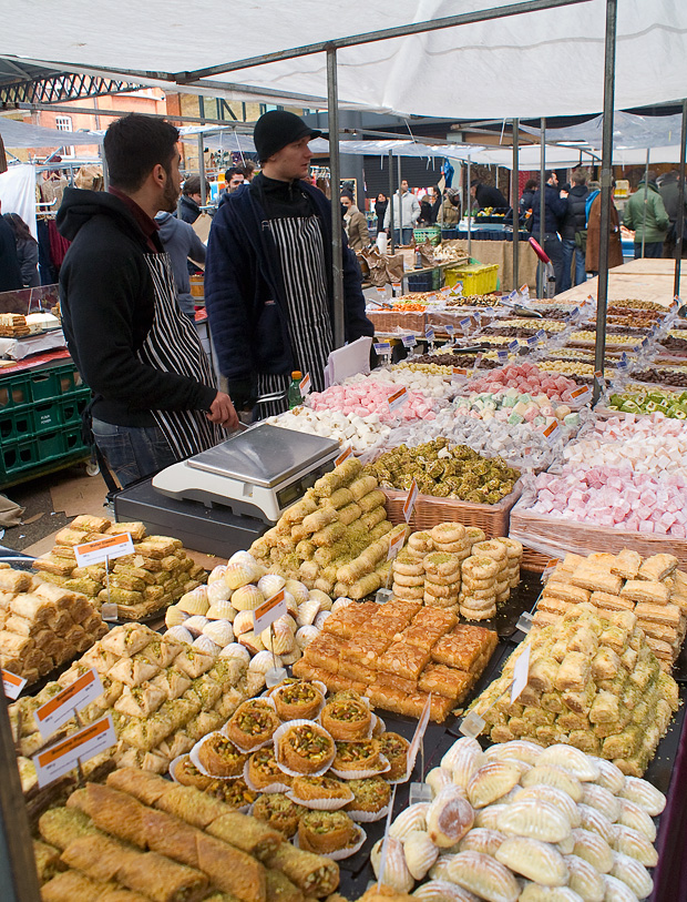 food stall at spitalfields market