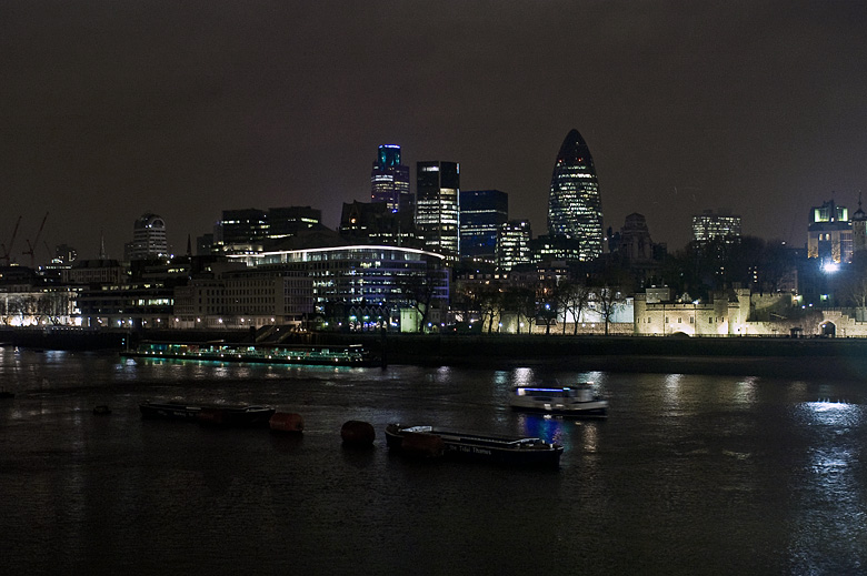 gherkin and tower of london from the tower bridge