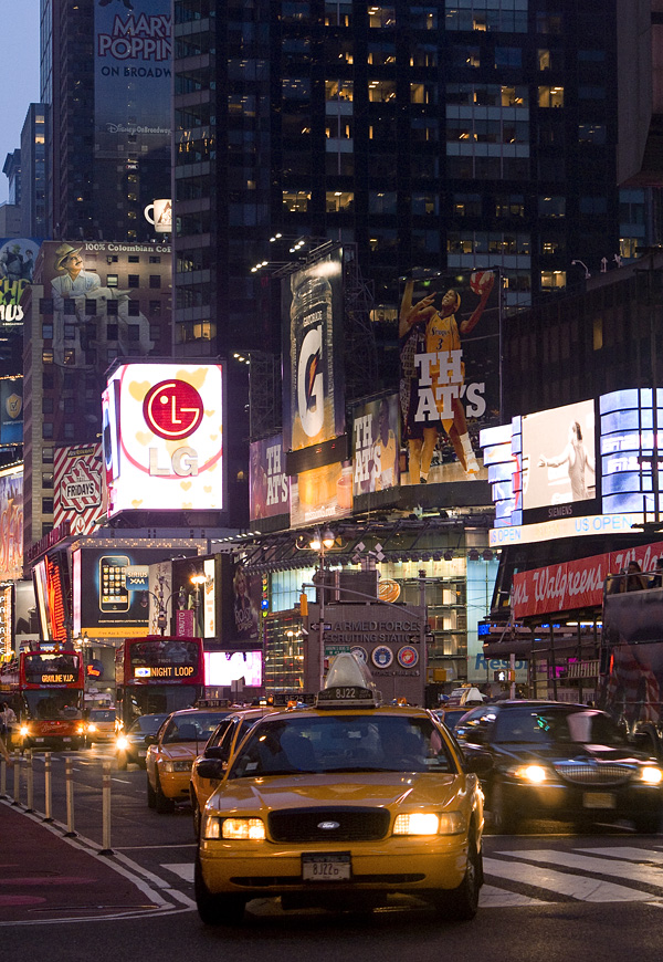 buses and taxis at times square