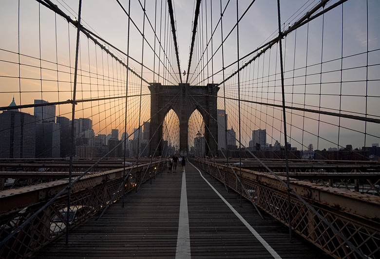 atardecer en el puente de brooklyn